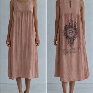 Hand Crafted Blush Pink Sleeveless Graphic Swing Dress